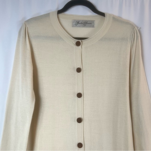 Elbow Patch Sweater Women's Victorian Romantic Long Cream Button-Up Cardigan M - Picture 2 of 12